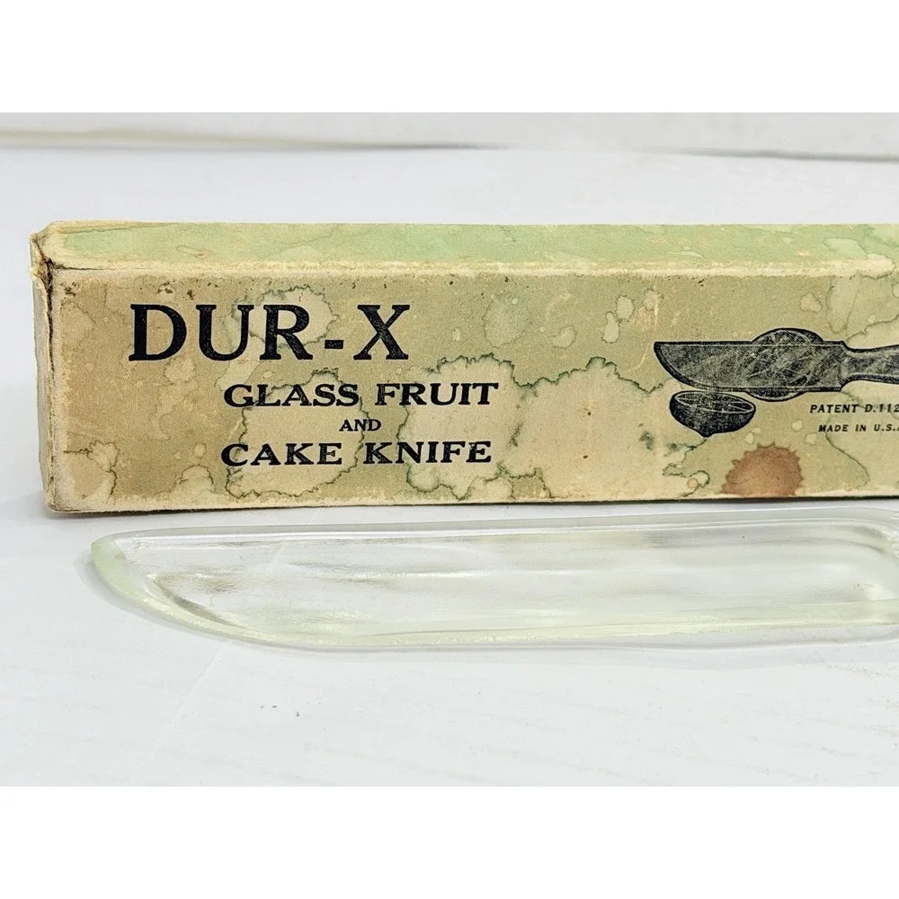 Vintage Dur-X Glass Fruit &‎ Cake Knife w/ Original Box USA Patent D112059
